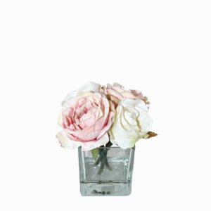 Ivory/Blush Flower Vase 3" square