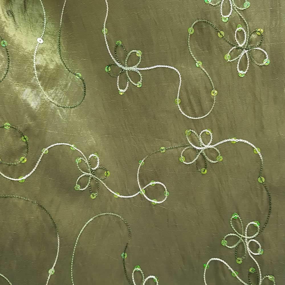 Tablecloth round 120" Taffeta w/ Seq. swirl - FOREST GREEN/SAGE