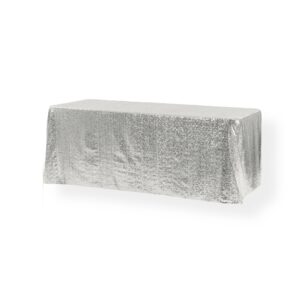 Tablecloth rect. 90'' x 156'' Sequins - SILVER
